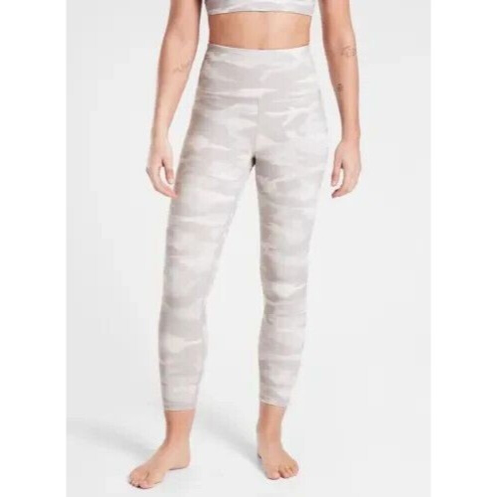 ATHLETA Taupe Elation Camo 7/8 Tight Leggings Crop Neutral Yoga Sporty SIZE XS